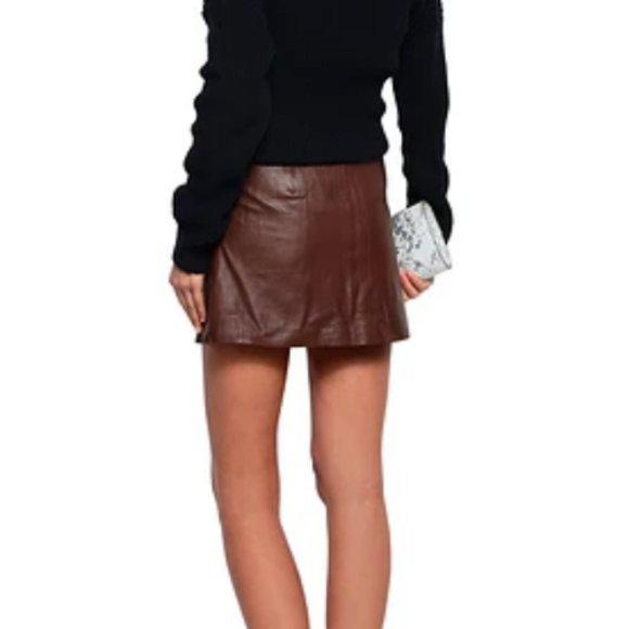 Muuaba Impala brown leather mini skirt - Picture 3 of 4